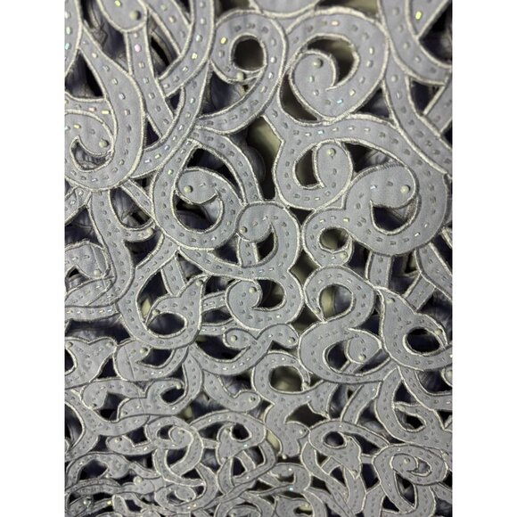 Natasha Embroidered Beaded Open Front Laser Cut Jacket Light Lavender Sz 16 - Picture 4 of 10